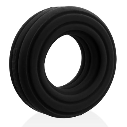 HUJ Roto Groovy Rim Cockring Ballstretcher - Black