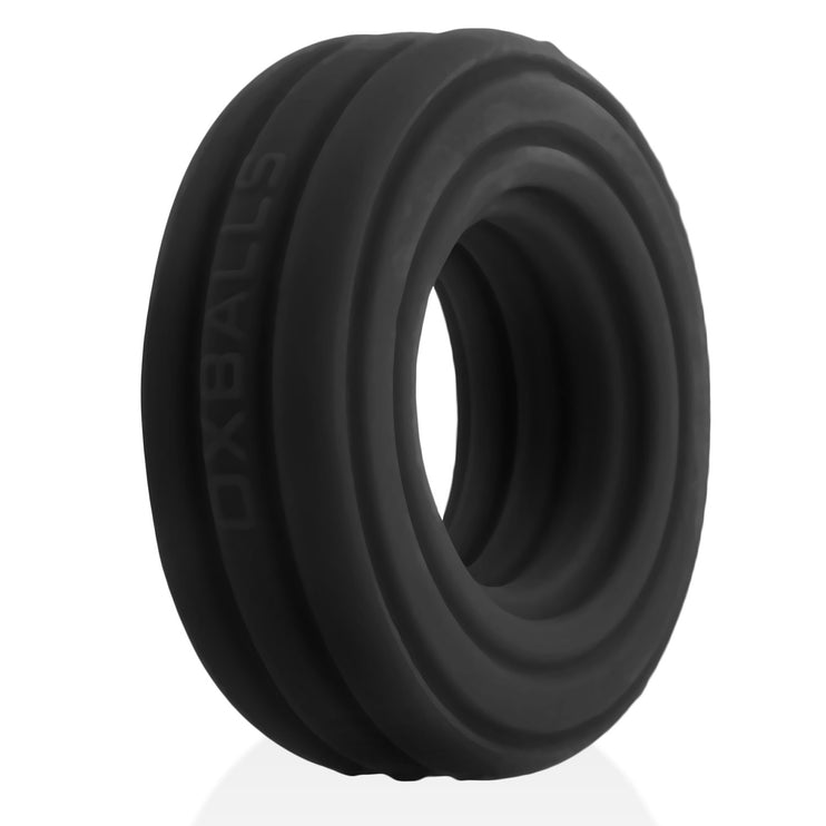 HUJ Roto Groovy Rim Cockring Ballstretcher - Black