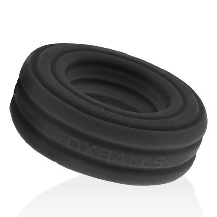 HUJ Roto Groovy Rim Cockring Ballstretcher - Black