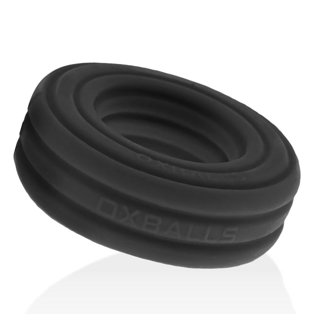 HUJ Roto Groovy Rim Cockring Ballstretcher - Black
