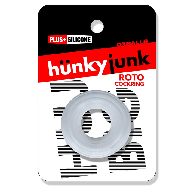 HUJ Roto Groovy Rim Cockring Ballstretcher - Clear Steam