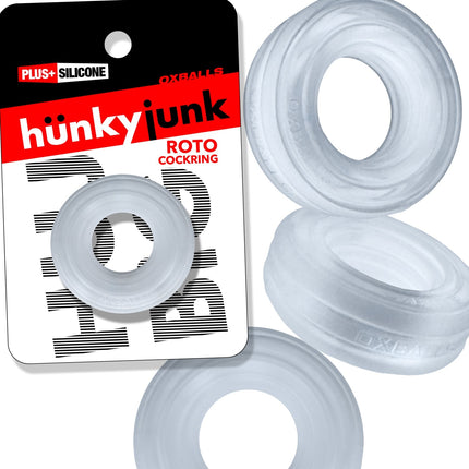 HUJ Roto Groovy Rim Cockring Ballstretcher - Clear Steam