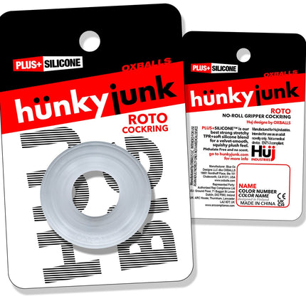 HUJ Roto Groovy Rim Cockring Ballstretcher - Clear Steam