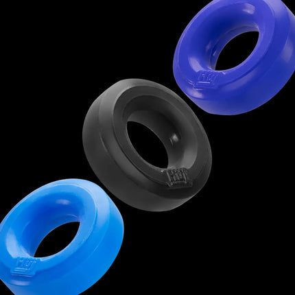 HUJ cockring 3-pack blue/black