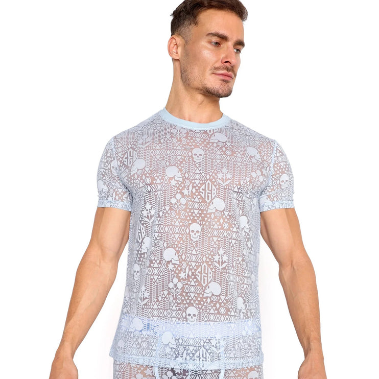 Skull & Bones Burnout Tee mesh blue