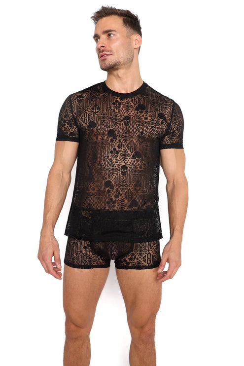 Skull & Bones Burnout Tee mesh black