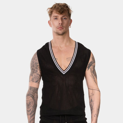 Barcode Berlin Kevin v-neck crochet vest black