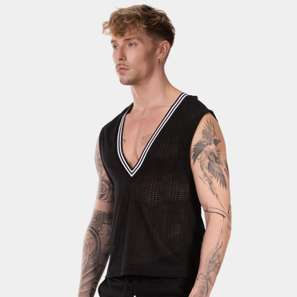 Barcode Berlin Kevin v-neck crochet vest black