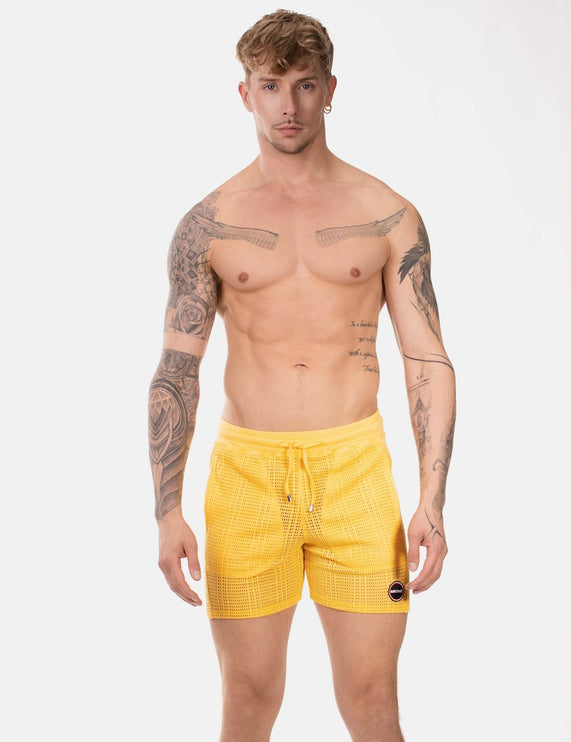 Barcode Berlin Blaise 4-inch Crochet Shorts - Yellow