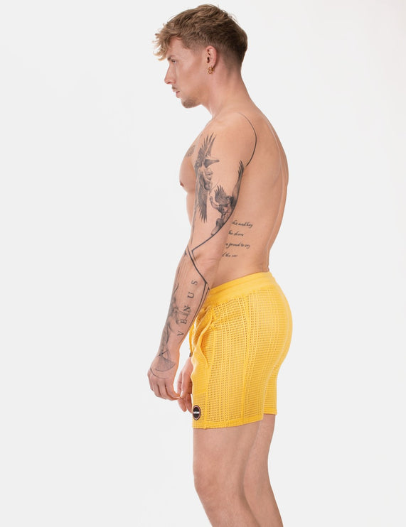 Barcode Berlin Blaise 4-inch Crochet Shorts - Yellow