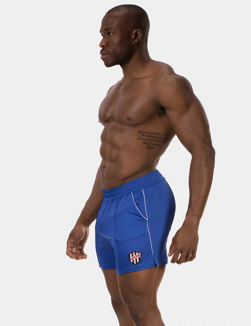 Barcode Berlin Luka 4.5-Inch Micromesh Gym Shorts - Blue/White size XL