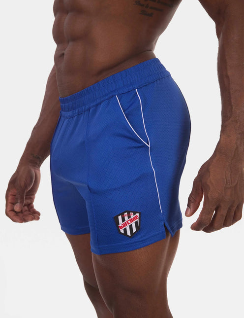 Barcode Berlin Luka 4.5-Inch Micromesh Gym Shorts - Blue/White size XL