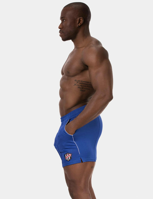 Barcode Berlin Luka 4.5-Inch Micromesh Gym Shorts - Blue/White size XL