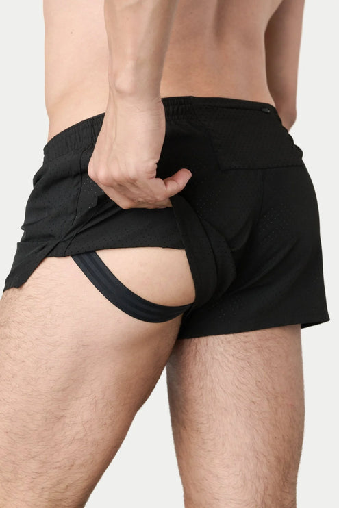 AWRY Dash 2-Inch Shorts W/Built-In Jockstrap - Black