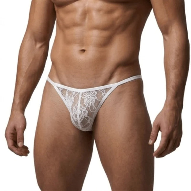 Sexy Boy Lace Thong - White