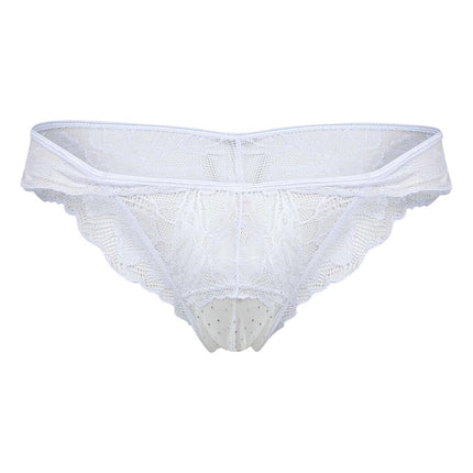 Sexy Boy Cheeky Lace Bikini Thong w/ Rhinestones - White
