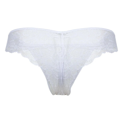 Sexy Boy Cheeky Lace Bikini Thong w/ Rhinestones - White