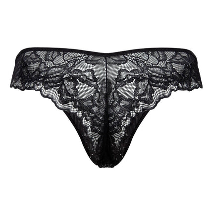 Sexy Boy Cheeky Lace Bikini Thong w/ Rhinestones - Black