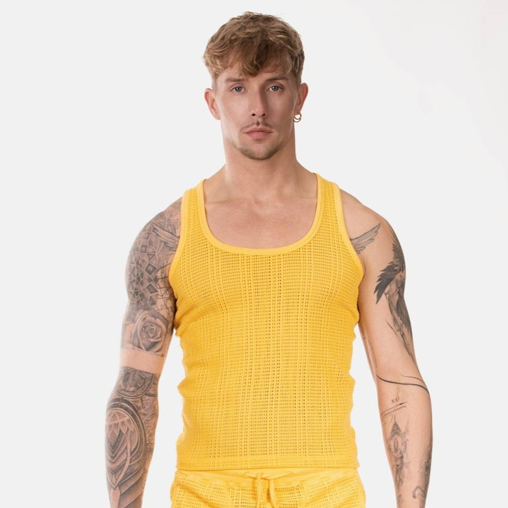 Barcode Berlin Alabin crochet tank top yellow