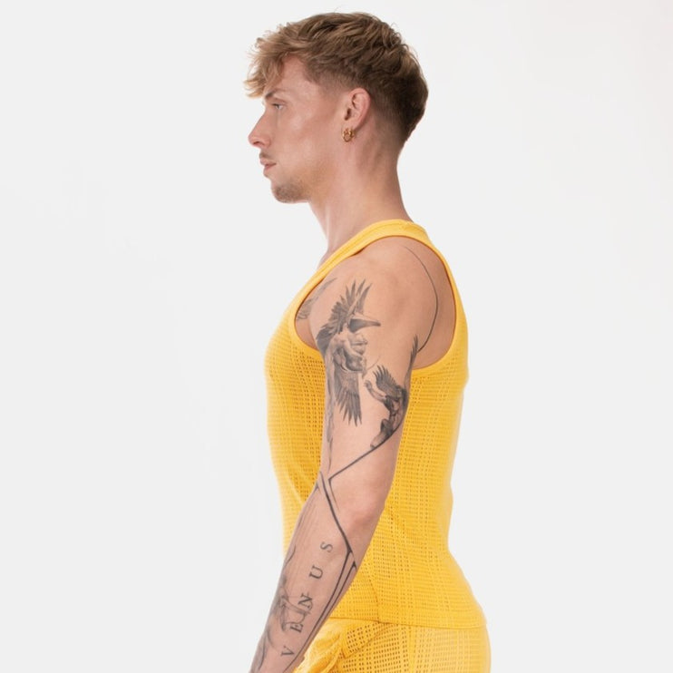 Barcode Berlin Alabin crochet tank top yellow