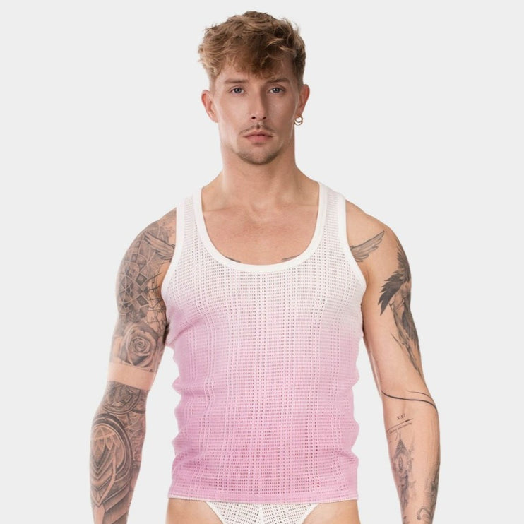 Barcode Berlin Danko crochet tank top white/pink