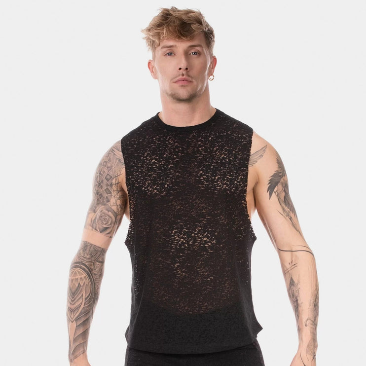 Barcode Berlin Ezekiel muscle tank top burnout black