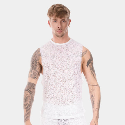 Barcode Berlin Ezekiel muscle tank top burnout white