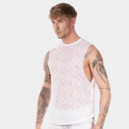 Barcode Berlin Ezekiel muscle tank top burnout white