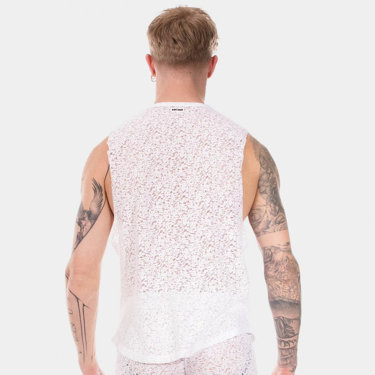 Barcode Berlin Ezekiel muscle tank top burnout white