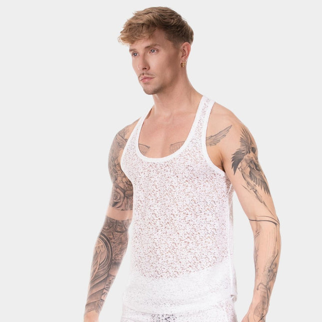 Barcode Berlin Joshua Burnout Tank - White