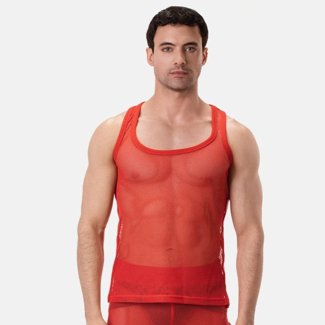 Barcode Berlin Kenan mesh tank top red