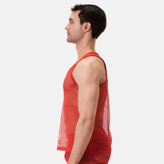 Barcode Berlin Kenan mesh tank top red