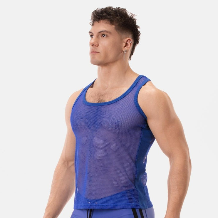 Barcode Berlin Kenan mesh tank top blue