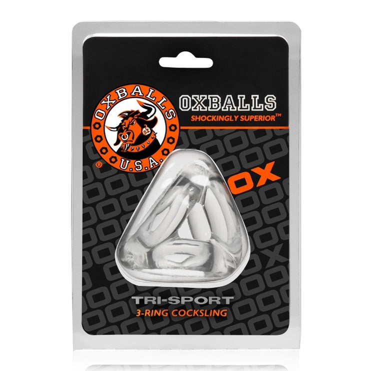 Oxballs Tri-Sport 3-ring Cocksling - Clear
