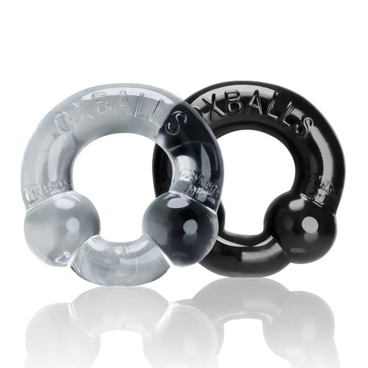 Oxballs Ultraballs "Fuck" Cockring 2-Pack - Black & Clear