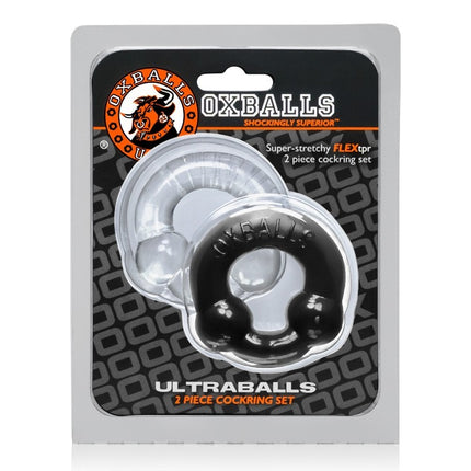Oxballs Ultraballs "Fuck" Cockring 2-Pack - Black & Clear