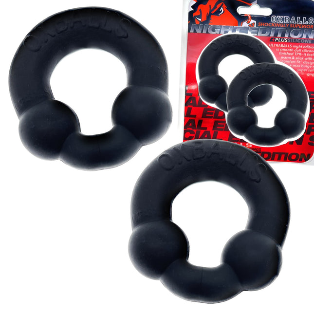 Oxballs Ultraballs "Fuck" Cockring 2-Pack - Night Black