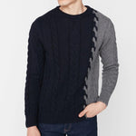Duel cable sweater navy