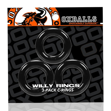 Oxballs Willy Stackable Cockring 3-Pack - Black