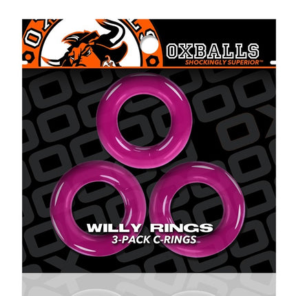 Oxballs Willy Stackable Cockring 3-Pack - Hot Pink