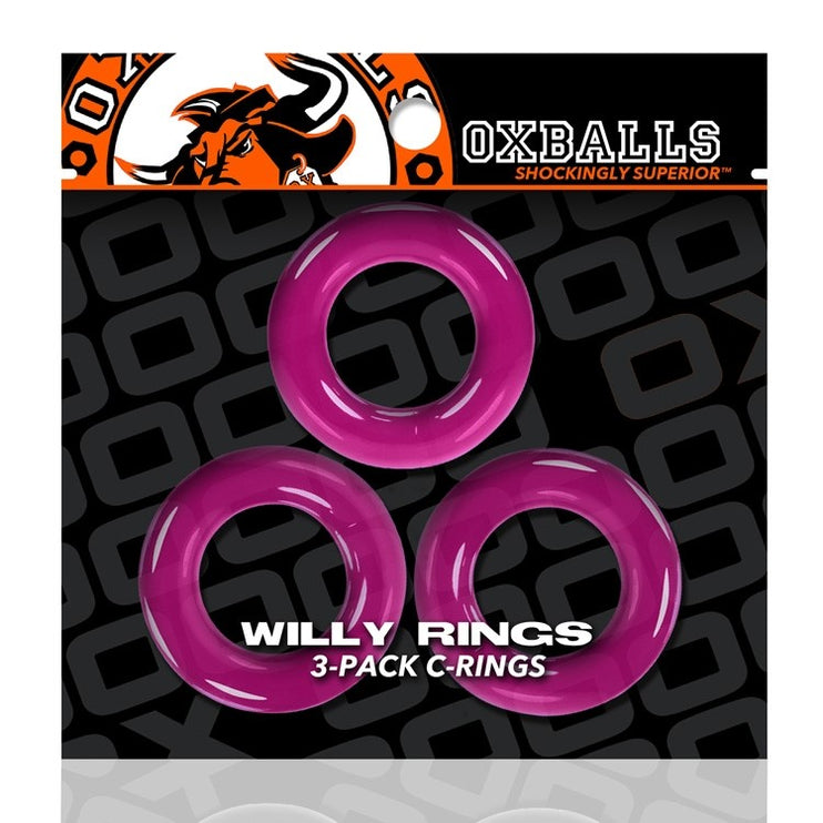 Oxballs Willy Stackable Cockring 3-Pack - Hot Pink