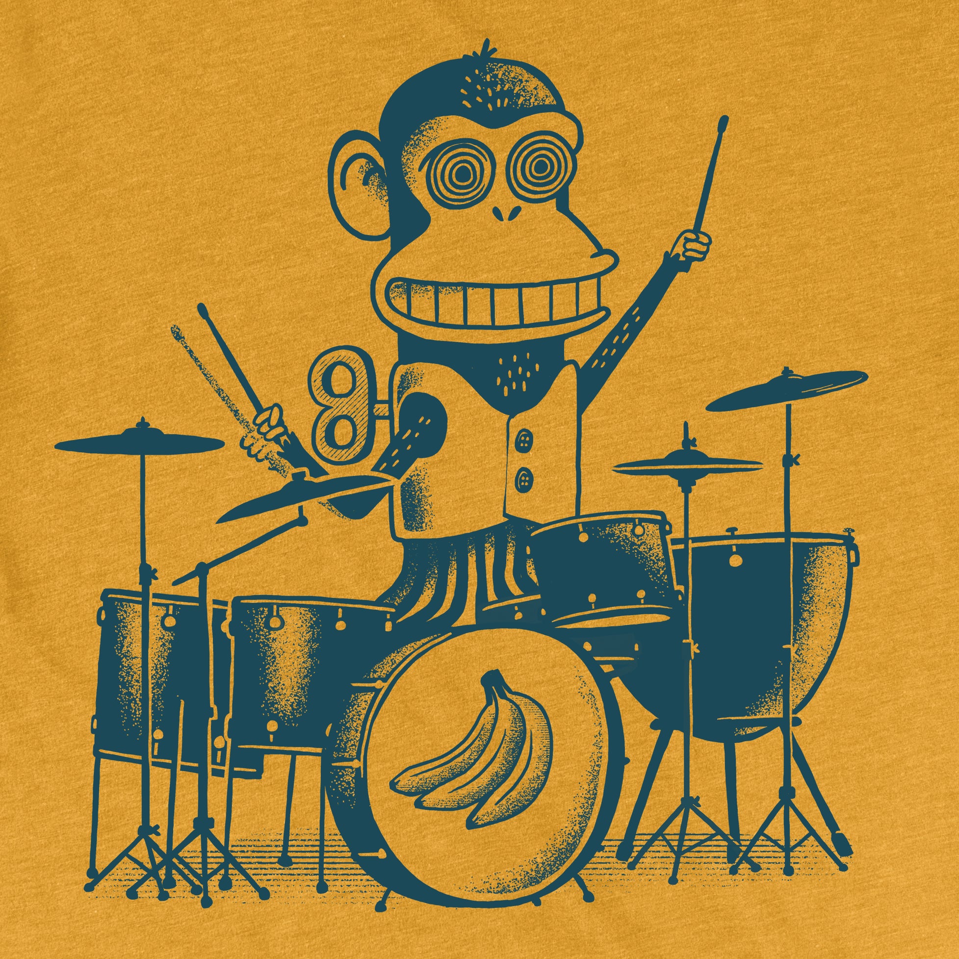 Factory 43 Wound Up Monkey slim fit t-shirt mustard yellow