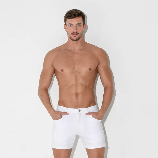 Code 22 slim fit 5" 5-pocket stretch short 9712 white egoist chicago egoistunderwear.com