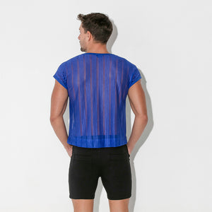 Code 22 mesh pinstripe t-shirt 9622 blue