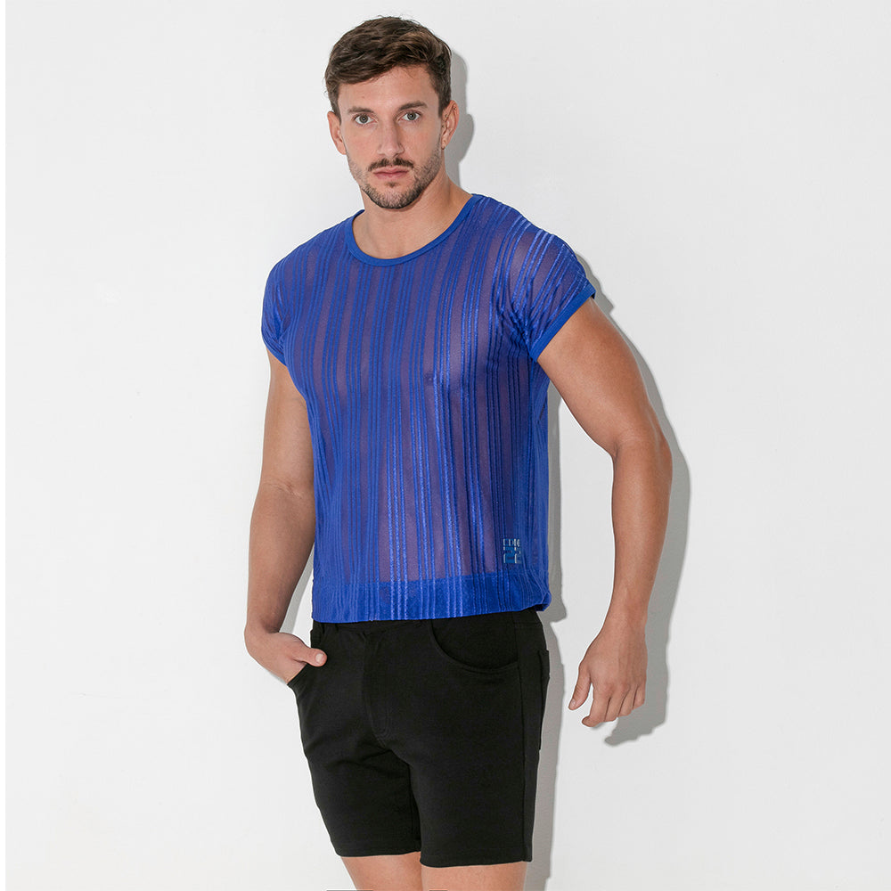 Code 22 mesh pinstripe t-shirt 9622 blue